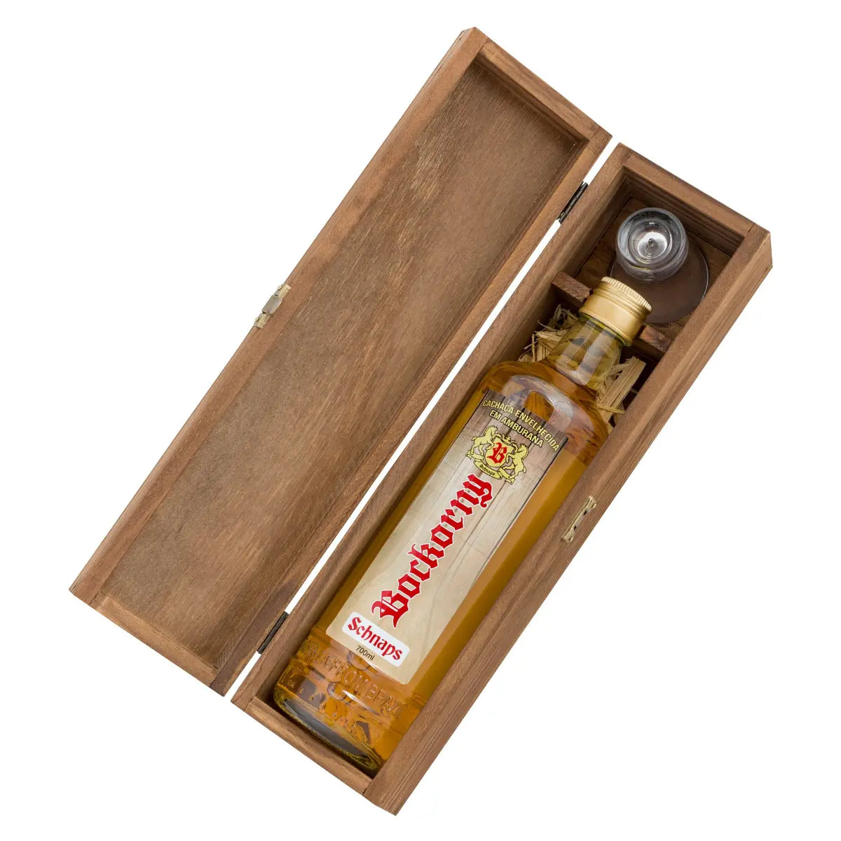 Caixa Cachaça Envelhecida em Amburana 700ml + Copo 60ml
