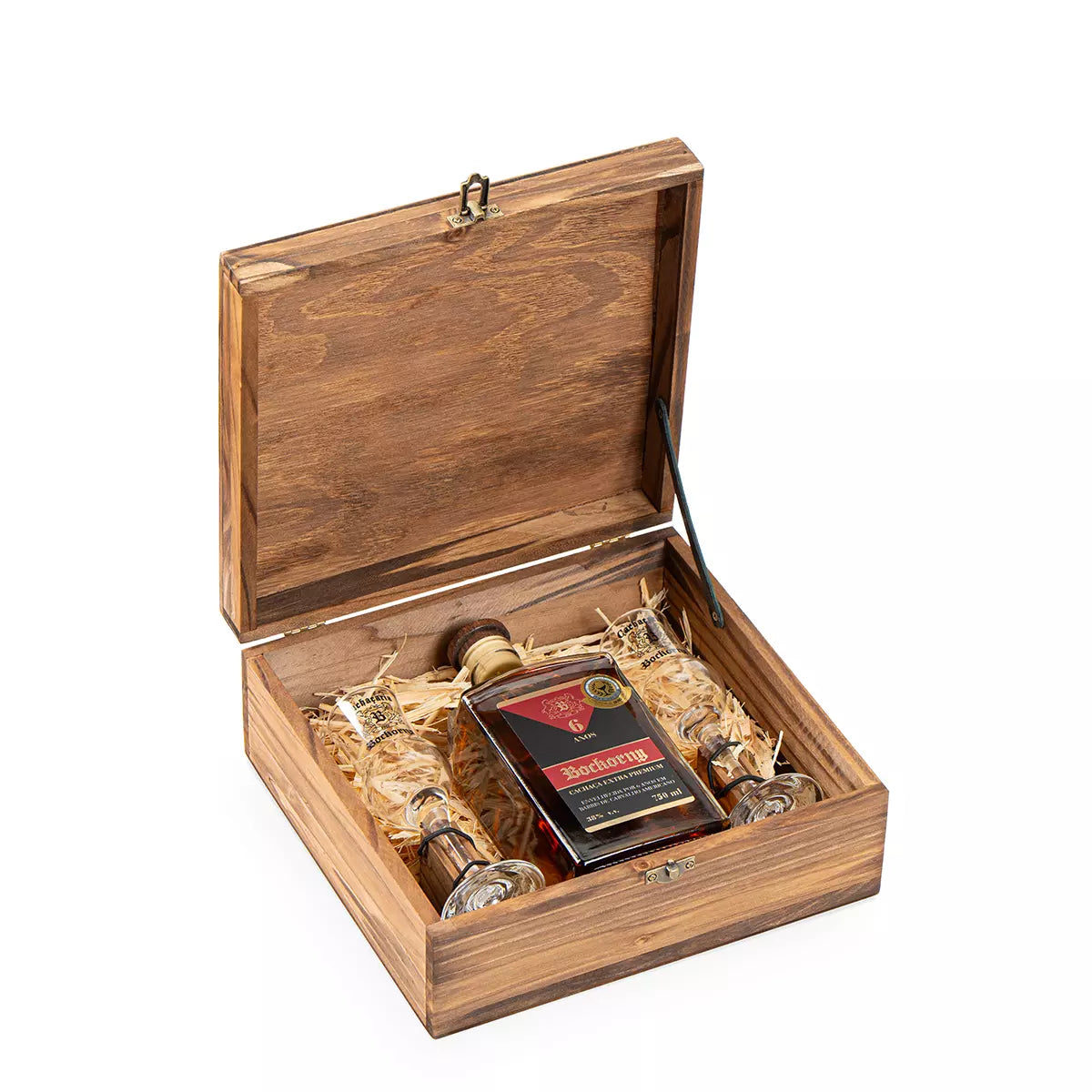 Caixa Cachaça Envelhecida em Carvalho Extra Premium 6 anos 750ml + 2 Taças