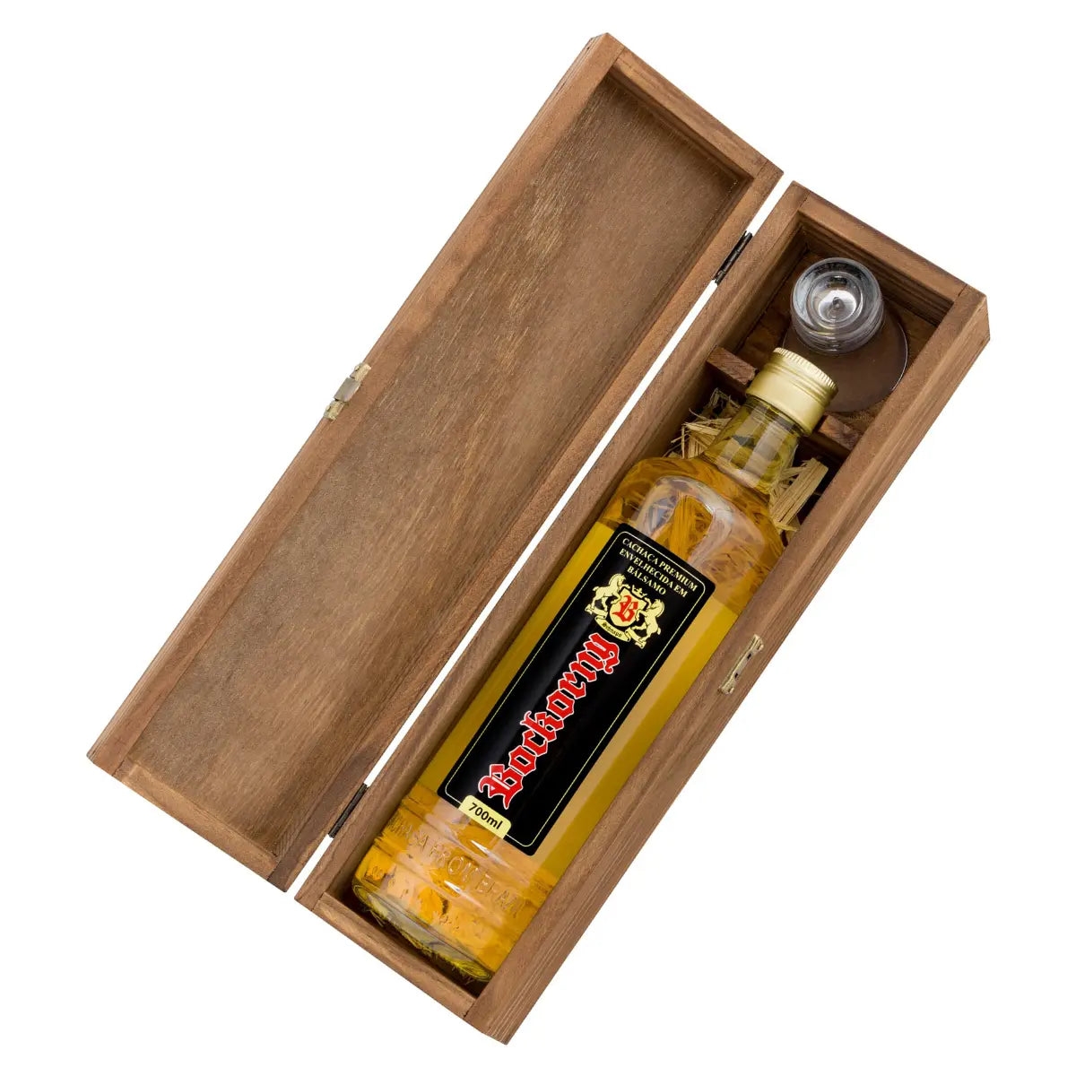 Caixa Cachaça Envelhecida em Bálsamo 700ml + Copo 60ml